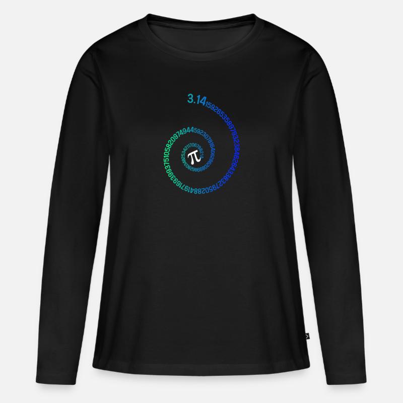 Pi Spiral Novelty Math Geek 3.14 Pi Day - Frauen Premium Bio Langarmshirt - Schwarz