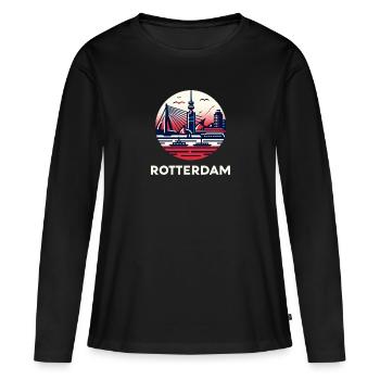 Emblème de Rotterdam - T-shirt manches longues Premium bio Femme - noir - Devant - Julia (174cm)