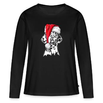 Père Noël Grand Dague Chiens de Noël Wilsigns - T-shirt manches longues Premium bio Femme - noir - Devant - Julia (174cm)