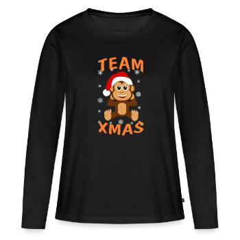 L’équipe de chimpanzés Xmas pour les équipages de service - T-shirt manches longues Premium bio Femme - noir - Devant - Julia (174cm)