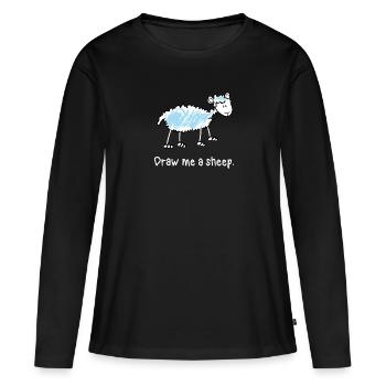 Draw me a sheep (dark background Tshirt) - T-shirt manches longues Premium bio Femme - noir - Devant - Julia (174cm)