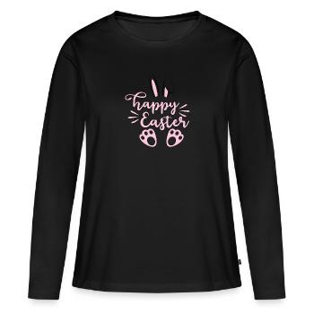 Joyeuses Pâques - T-shirt manches longues Premium bio Femme - noir - Devant - Julia (174cm)