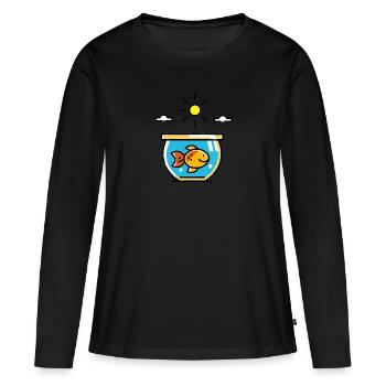 Bains de soleil de poisson rouge - T-shirt manches longues Premium bio Femme - noir - Devant - Julia (174cm)