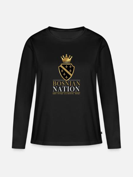 Bosnian Nation Kleidungsdesign - Frauen Premium Bio Langarmshirt - Schwarz