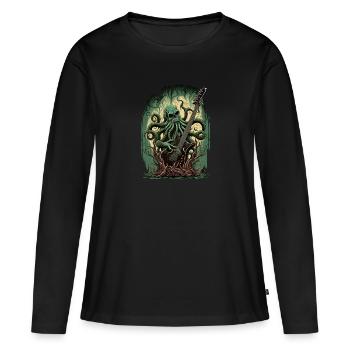 Rocher de Cthulhu - T-shirt manches longues Premium bio Femme - noir - Devant - Julia (174cm)