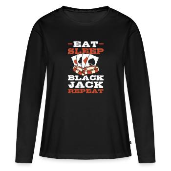 Blackjack Black Jack - T-shirt manches longues Premium bio Femme - noir - Devant - Julia (174cm)