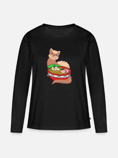 Frettchen - Frauen Premium Bio Langarmshirt - Schwarz