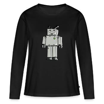 Roboter - Frauen Premium Bio Langarmshirt - Schwarz - Vorne - Julia (174cm)