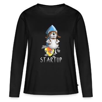 fusée de démarrage cool - T-shirt manches longues Premium bio Femme - noir - Devant - Julia (174cm)