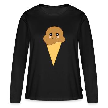 Glace Kawaii Chocolat Kawaii Glace Kawaii - T-shirt manches longues Premium bio Femme - noir - Devant - Julia (174cm)