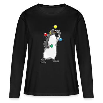 Jongleur pingouin jongleur jongleur - T-shirt manches longues Premium bio Femme - noir - Devant - Julia (174cm)