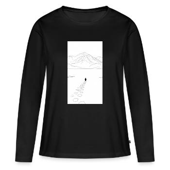 Einsamer Spaziergang in die Berge - Frauen Premium Bio Langarmshirt - Schwarz - Vorne - Julia (174cm)