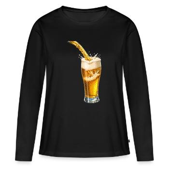 Golden Beer Foam Burst - Women's Premium Organic Long Sleeve Shirt - black - Front - Julia (174cm)