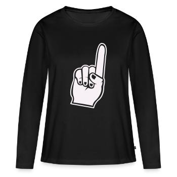 Fan Hand Index Finger Icon - Women's Premium Organic Long Sleeve Shirt - black - Front - Julia (174cm)