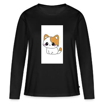 Chaton kawaï  - T-shirt manches longues Premium bio Femme - noir - Devant - Julia (174cm)