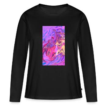Trio de marbre pastel tourbillonnant de couleurs - T-shirt manches longues Premium bio Femme - noir - Devant - Julia (174cm)