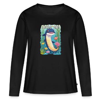 Eel Saying Cartoonstyle - Aals if! - Women's Premium Organic Long Sleeve Shirt - black - Front - Julia (174cm)