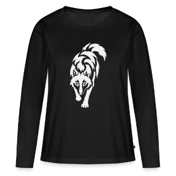Wolf's silhouette in contrast - Women's Premium Organic Long Sleeve Shirt - black - Front - Julia (174cm)