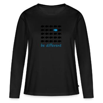 être différent - T-shirt manches longues Premium bio Femme - noir - Devant - Julia (174cm)