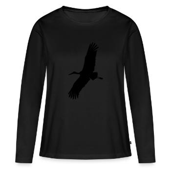 stork - Women's Premium Organic Long Sleeve Shirt - black - Front - Julia (174cm)