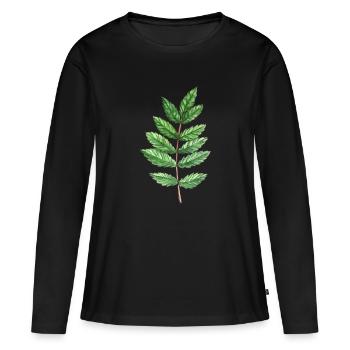 Feuille d'une cendre - T-shirt manches longues Premium bio Femme - noir - Devant - Julia (174cm)