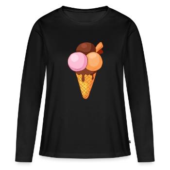 Crème glacée, crème glacée, crème glacée, crème glacée, boule, crème glacée, sundae - T-shirt manches longues Premium bio Femme - noir - Devant - Julia (174cm)