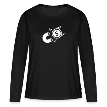 Aimant attire de l'argent - T-shirt manches longues Premium bio Femme - noir - Devant - Julia (174cm)