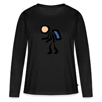 Hiking vacation - backpacker with backpack - Women's Premium Organic Long Sleeve Shirt - black - Front - Julia (174cm)