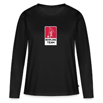 Das Bowling Team - Bowling Club - Frauen Premium Bio Langarmshirt - Schwarz - Vorne - Julia (174cm)