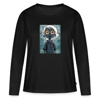 Gruseliges und mysteriöses kleines Mädchen mit hypnotischem Auge - Frauen Premium Bio Langarmshirt - Schwarz - Vorne - Julia (174cm)