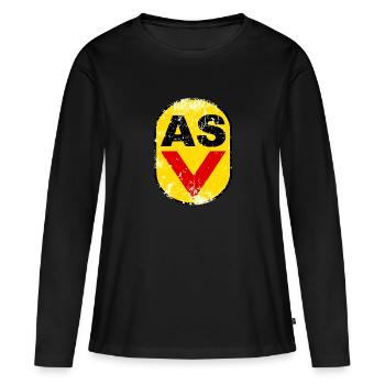 ASV - DDR - Armeesportverein - NVA - Retro - Frauen Premium Bio Langarmshirt - Schwarz - Vorne - Julia (174cm)