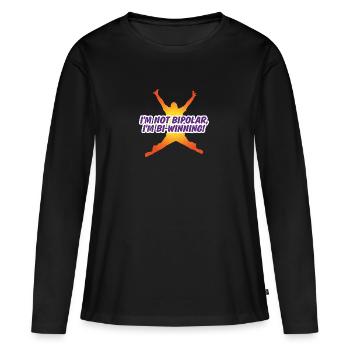 Ich bin nicht bipolar Ich bin Bi-Gewinner! - Frauen Premium Bio Langarmshirt - Schwarz - Vorne - Julia (174cm)