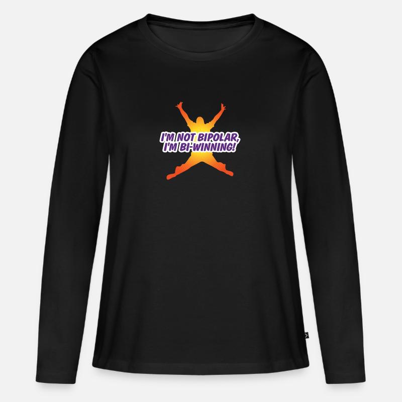 Ich bin nicht bipolar Ich bin Bi-Gewinner! - Frauen Premium Bio Langarmshirt - Schwarz