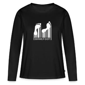 Barefoot Barcode Barefoot Bar Code Code - Women's Premium Organic Long Sleeve Shirt - black - Front - Julia (174cm)