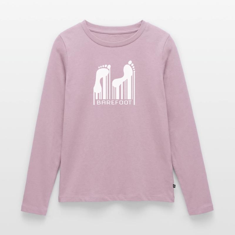 Barefoot Barcode Barefoot Bar Code Code Women's Premium Organic Long Sleeve Shirt