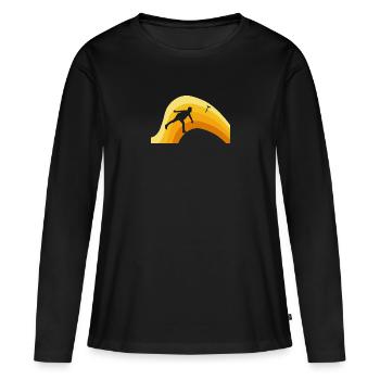 Axtwerfen Axe Throwing - Frauen Premium Bio Langarmshirt - Schwarz - Vorne - Julia (174cm)