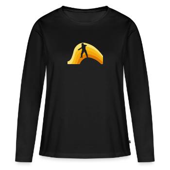 Cricketspieler Pitcher Cricketteam - Frauen Premium Bio Langarmshirt - Schwarz - Vorne - Julia (174cm)