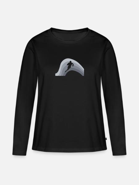Rugby Feld - Frauen Premium Bio Langarmshirt - Schwarz