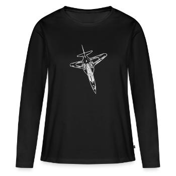 Élégant avion Jet Flyer - T-shirt manches longues Premium bio Femme - noir - Devant - Julia (174cm)