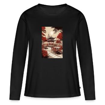 Asian Coffee - Women's Premium Organic Long Sleeve Shirt - black - Front - Julia (174cm)