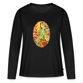 statue of Liberty - Women's Premium Organic Long Sleeve Shirt - black - Front - Julia (174cm)