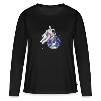Astronaute dans l'espace - T-shirt manches longues Premium bio Femme - noir - Devant - Julia (174cm)