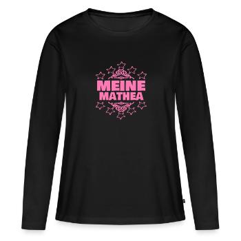 Geschenk für Mathea - Frauen Premium Bio Langarmshirt - Schwarz - Vorne - Julia (174cm)