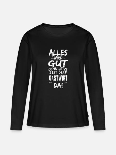 GASTWIRT - Frauen Premium Bio Langarmshirt - Schwarz