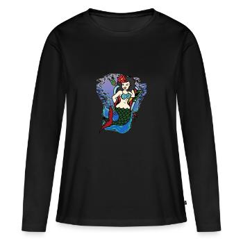 Sirène Don En eau profonde - T-shirt manches longues Premium bio Femme - noir - Devant - Julia (174cm)