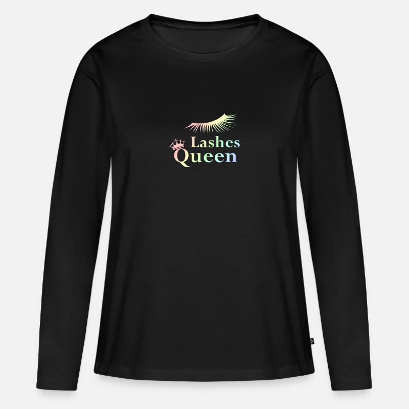Lashes Queen pastell - Frauen Premium Bio Langarmshirt - Schwarz