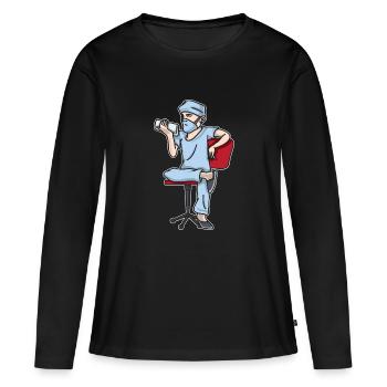 Docteur, ennuyer, chaise, pendant, coupure - T-shirt manches longues Premium bio Femme - noir - Devant - Julia (174cm)