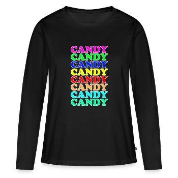 Bonbon - T-shirt manches longues Premium bio Femme - noir - Devant - Julia (174cm)