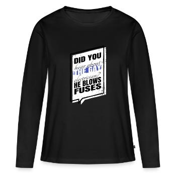 drôle de citation prise électrique activisme - T-shirt manches longues Premium bio Femme - noir - Devant - Julia (174cm)