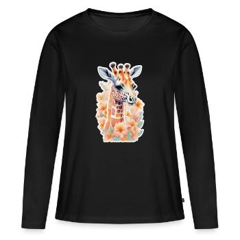 Girafe - T-shirt manches longues Premium bio Femme - noir - Devant - Julia (174cm)